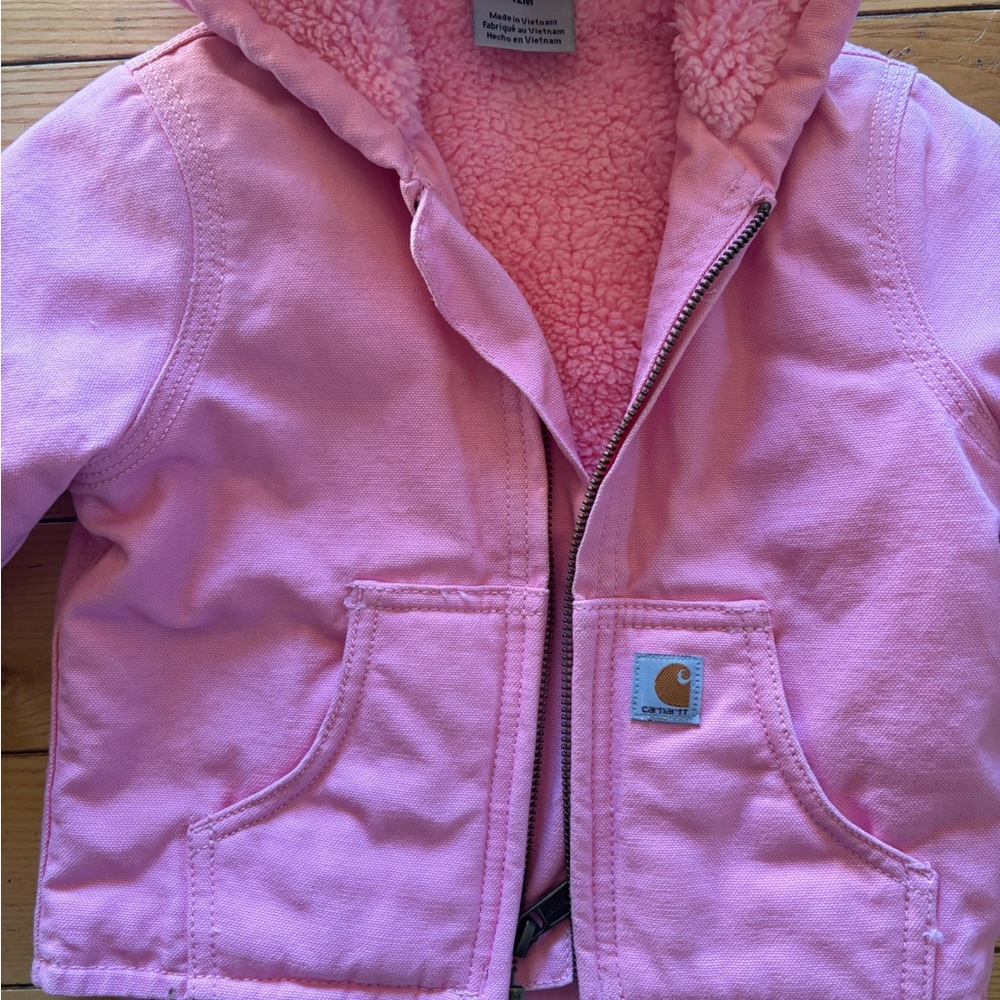 Carhartt Pink Hooded Puffer Jacket for Kids - Picture 3 of 4